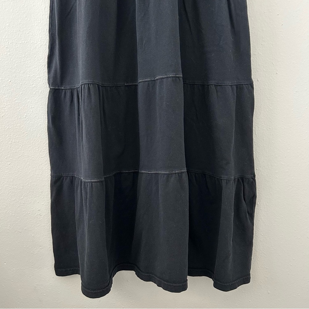 Fresh Produce 100% Cotton Tiered Pull On Maxi Skirt Black Sz M/L Foldover Waist - Picture 6 of 8